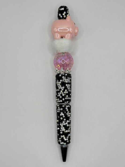 “PiG” Black Bling Beaded Pen