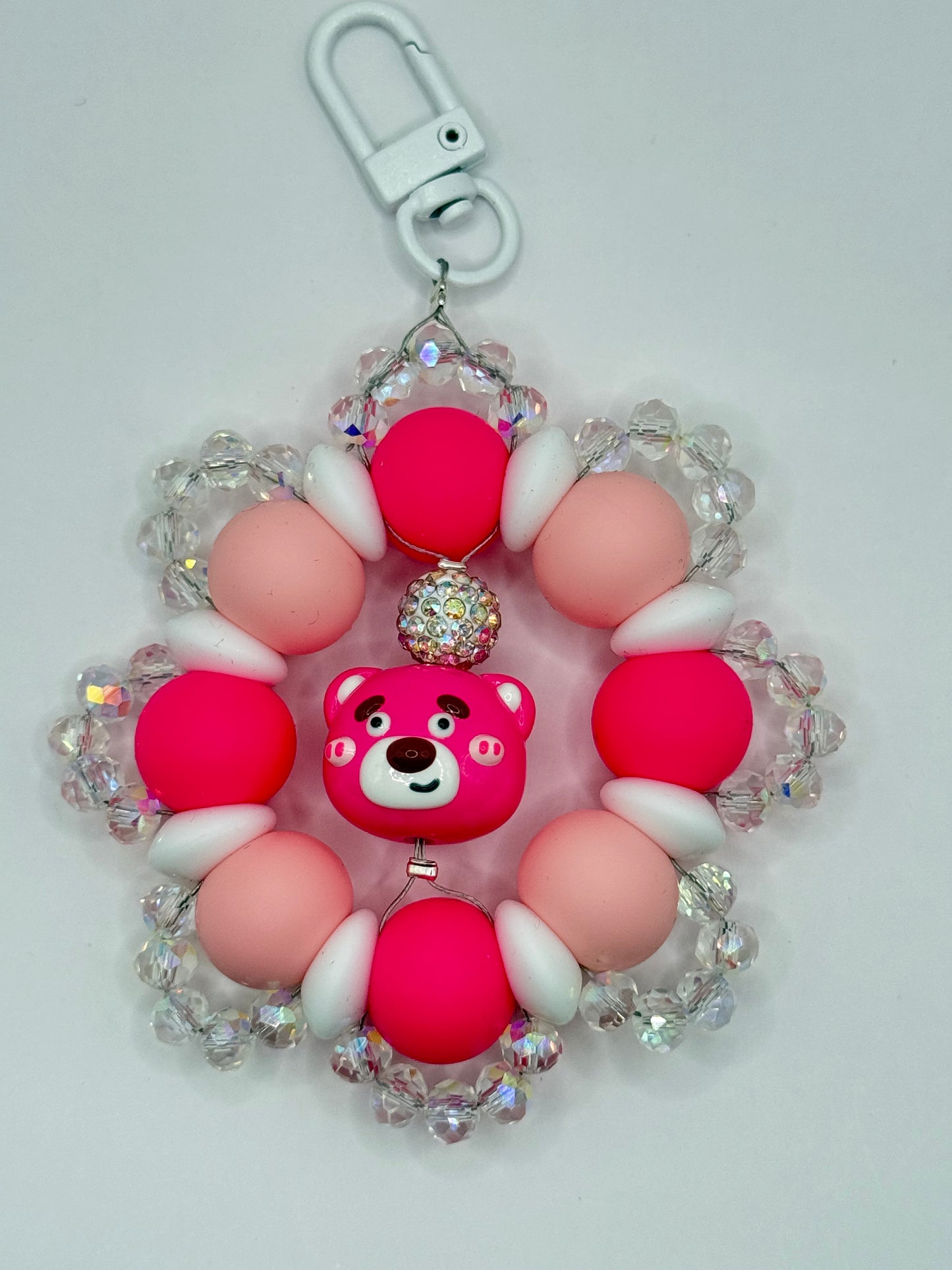 “BEARY” Silicone and Crystal Bag Charm Keychain