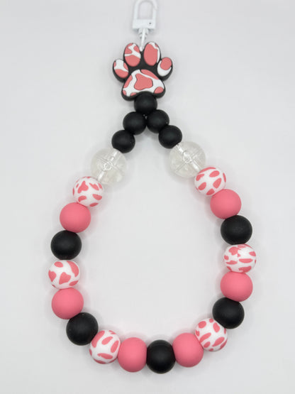 Beaded Tear Drop Silicone Wristlet Keychain