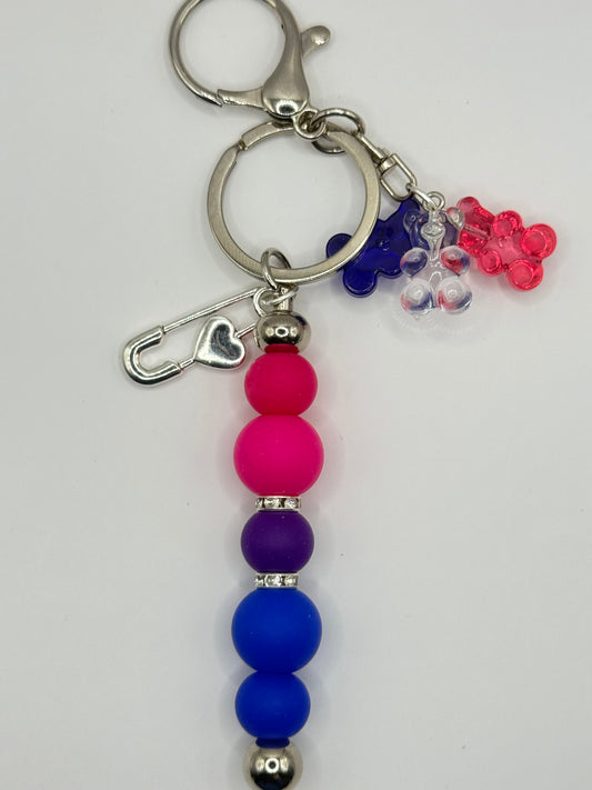 “PRIDE” Bisexual Flag Keychain
