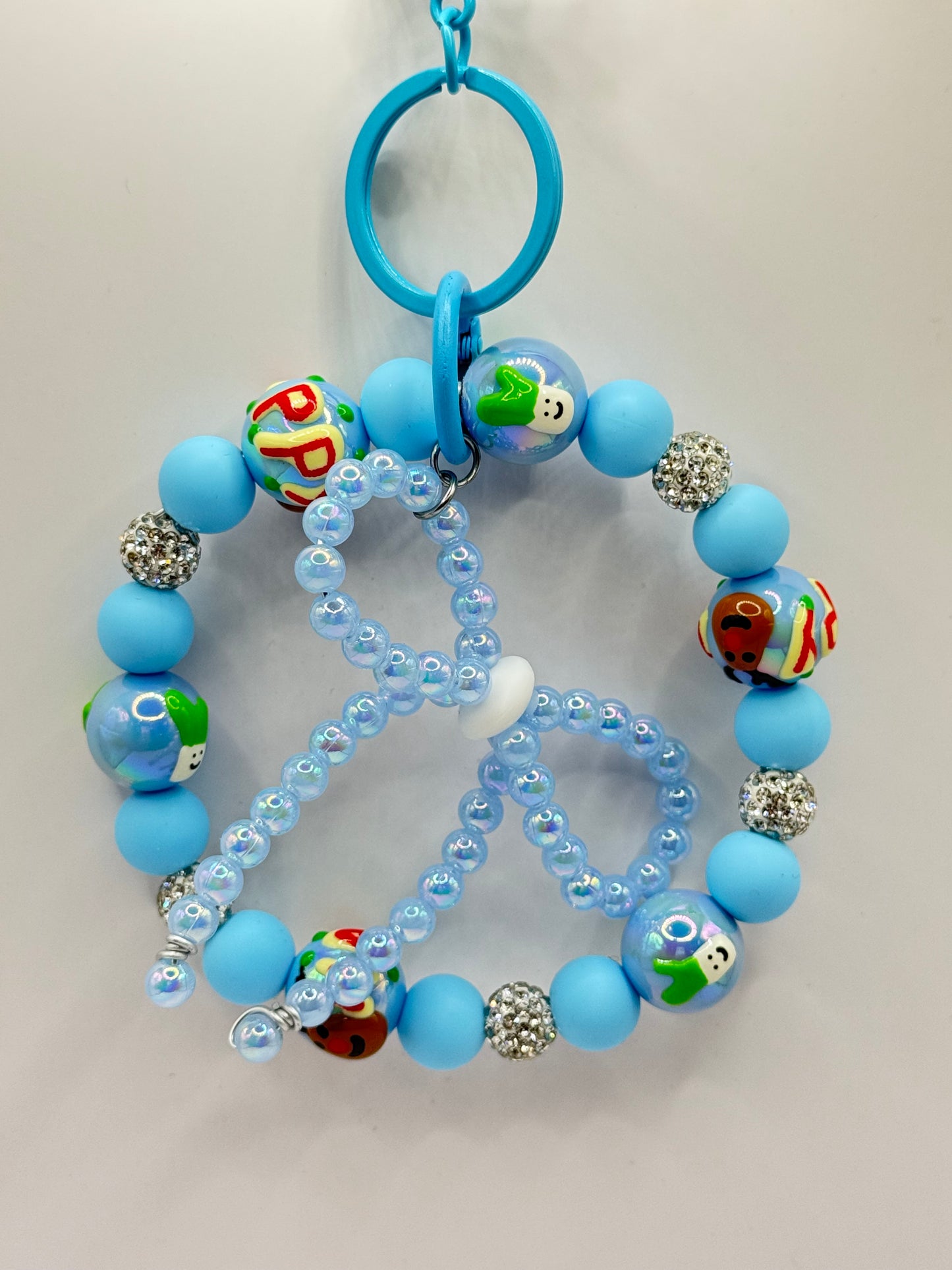 “BLUE HAPPY” Silicone Wristlet Keychain