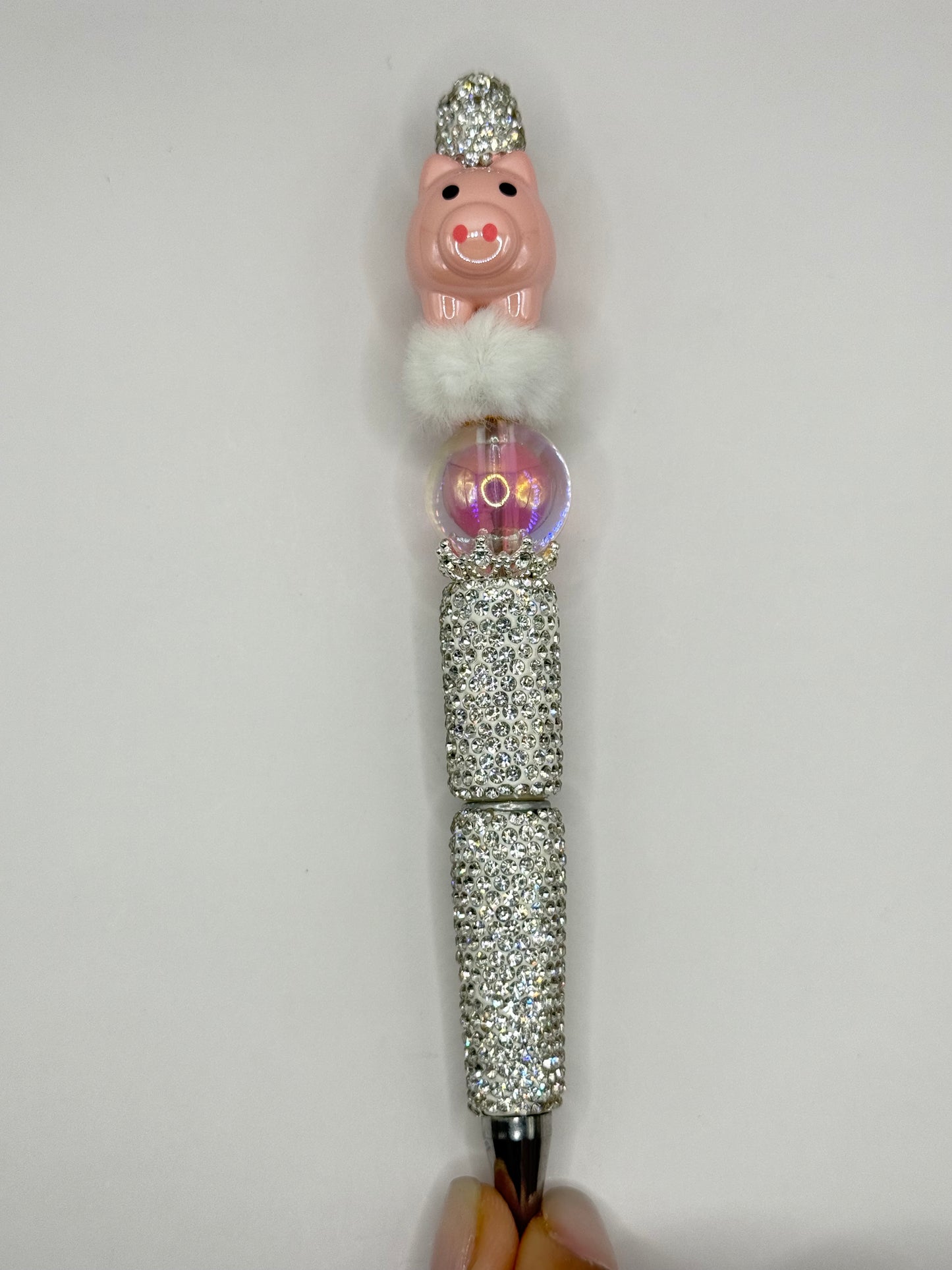 “PiG” Full White Bling Beaded Pen