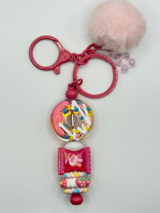 “BUBBLE DONUT” PiNK/White Keychain