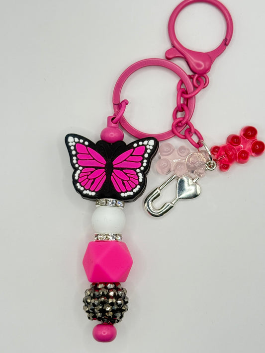 “BUTTERFLY” Black/PiNK Keychain