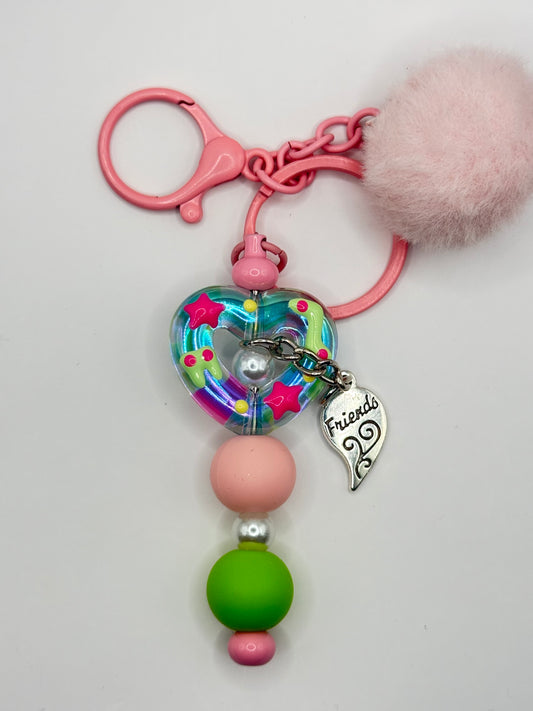 “BUBBLE HEART” Green/PiNK Keychain