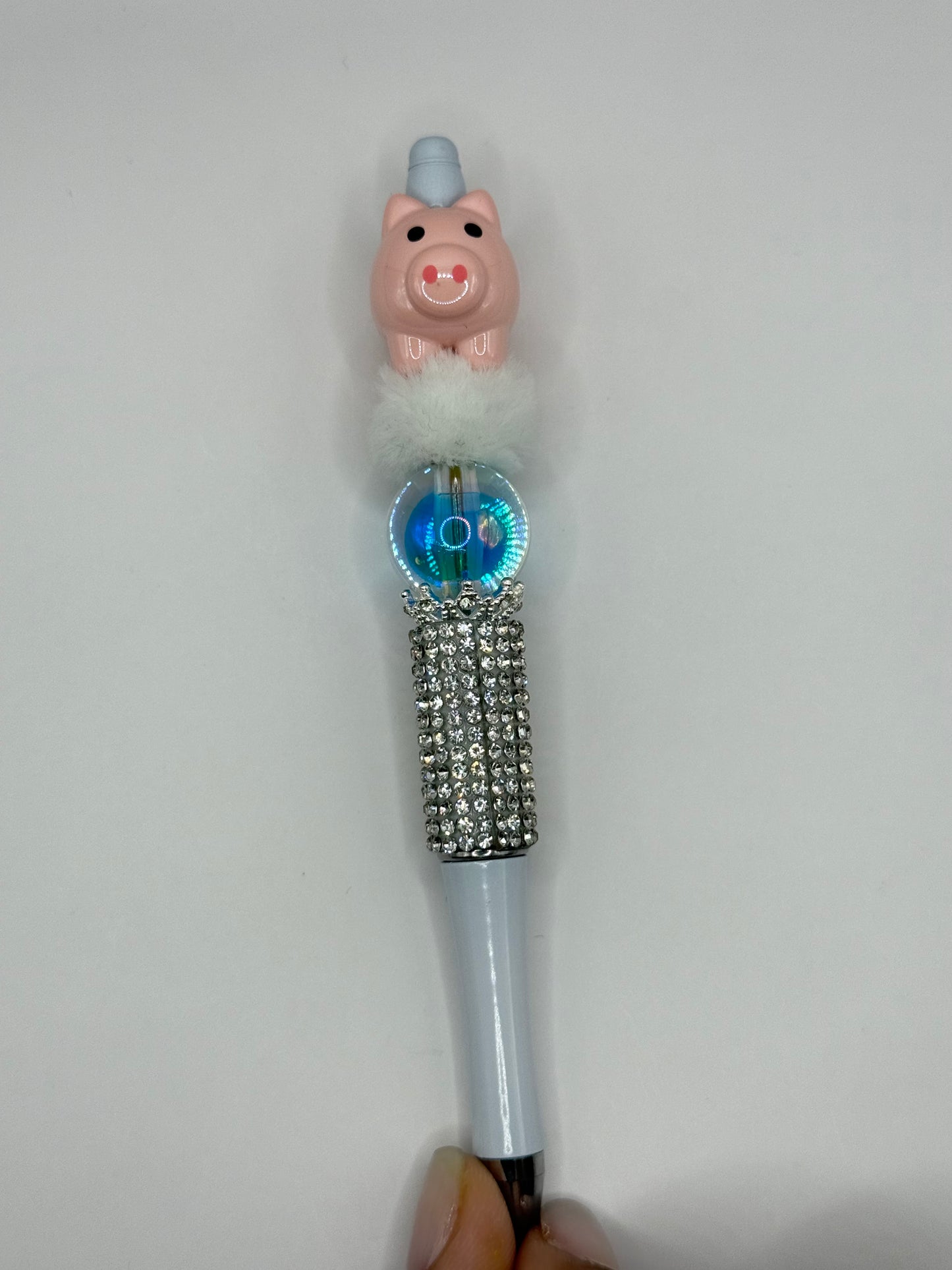 “PiG” Half White Bling Beaded Pen