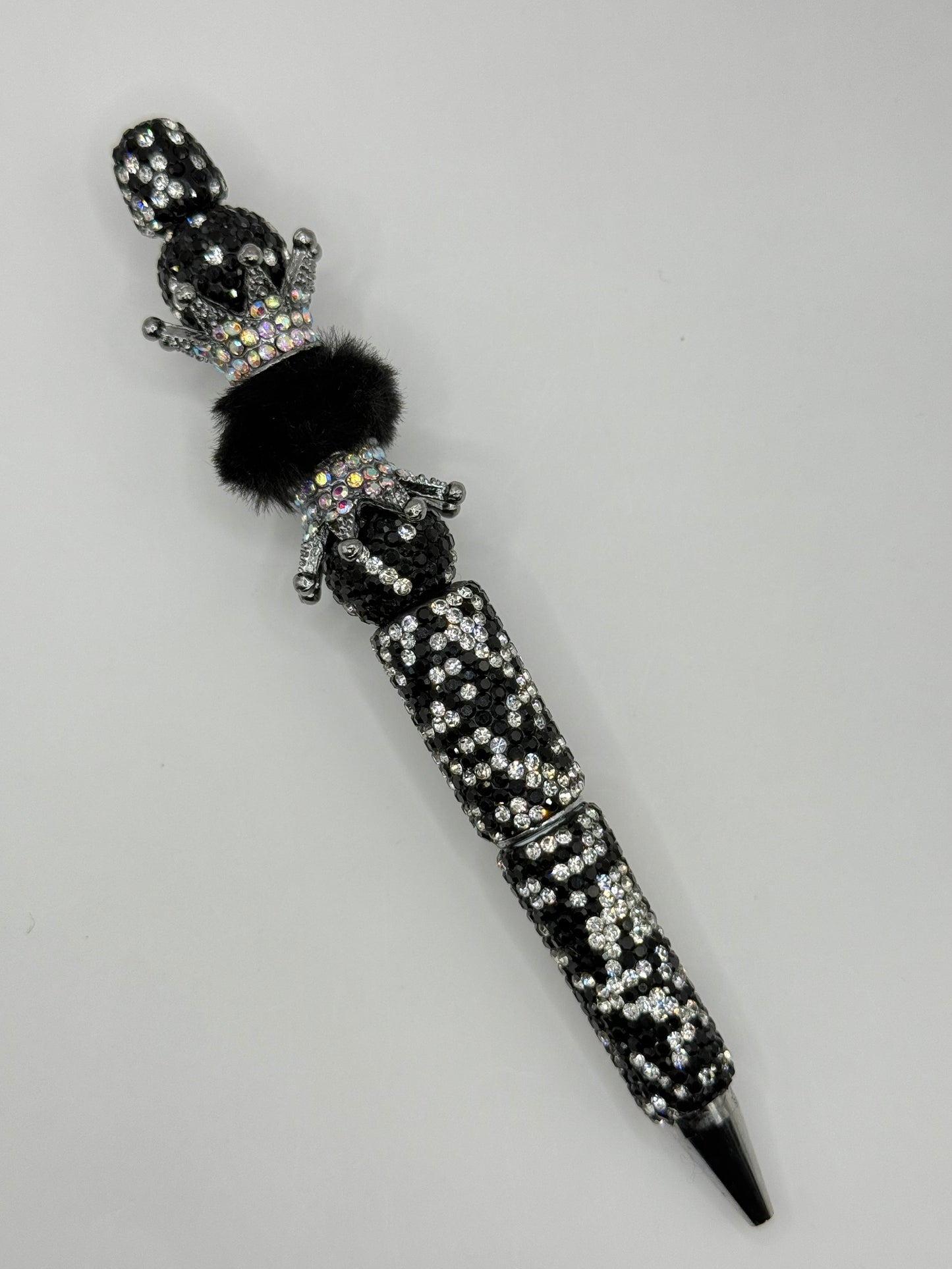 “CROWNED” Black Beaded Pen