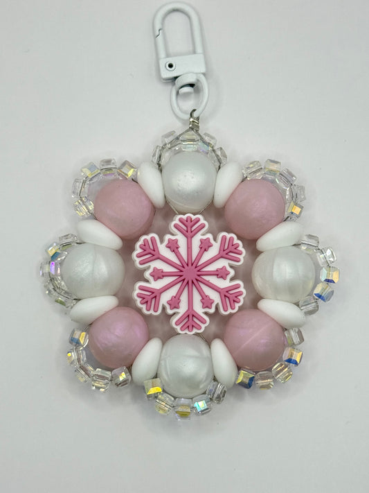 “SNOWFLAKE” Silicone and Crystal Bag Charm Keychain