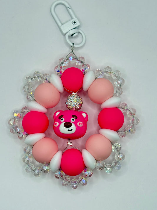 “BEARY” Silicone and Crystal Bag Charm Keychain