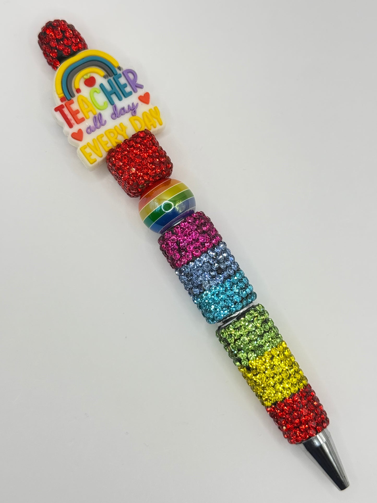 “RAINBOW TEACHER” Bling Beaded Pen